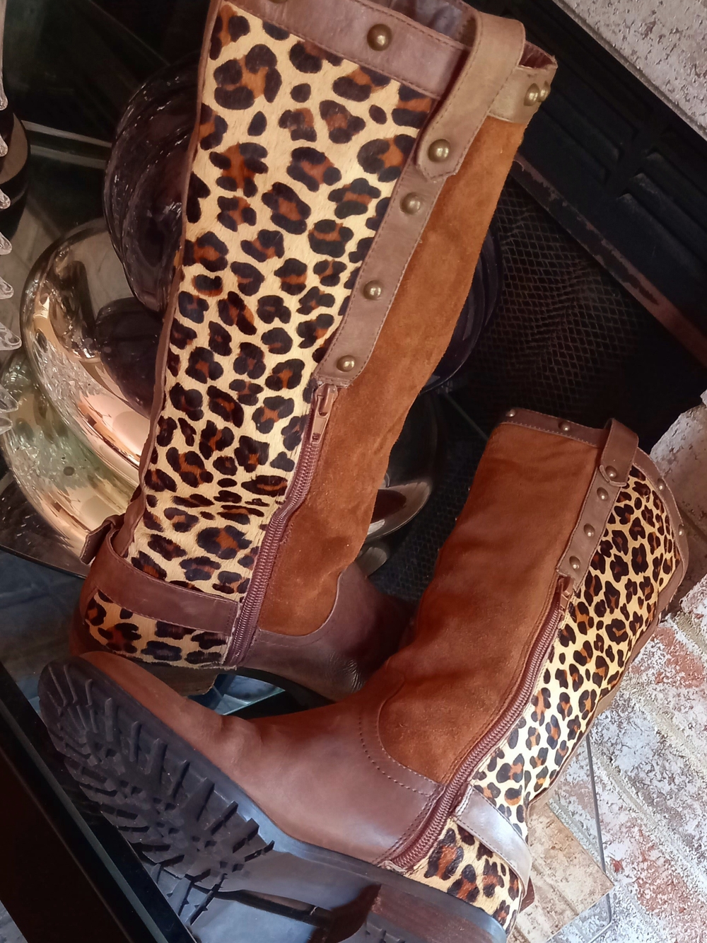 Leopard🐅 Brown Riding Boots - Picture 4 of 15